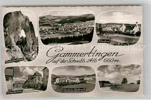 AK / Ansichtskarte Gammertingen Teufelstorfelsen Panorama Freibad Schlossplatz Kurheim Zolleralb Kat. Gammertingen
