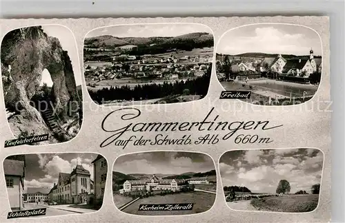 AK / Ansichtskarte Gammertingen Teufelstorfelsen Panorama Freibad Schlossplatz Kurheim Zolleralb Kat. Gammertingen