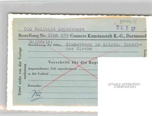 AK / Ansichtskarte Simmerberg Inneres der Kirche Kat. Weiler Simmerberg