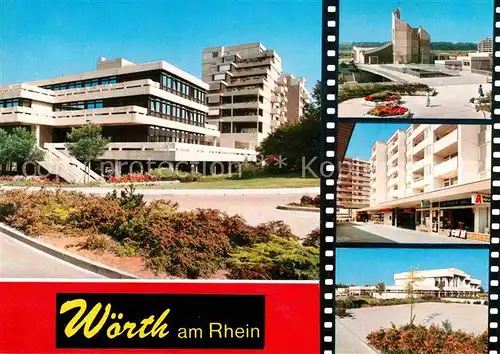 AK / Ansichtskarte Woerth Rhein Rathaus Kirche Marktstrasse Hallenbad Kat. Woerth am Rhein