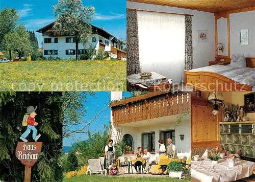 AK / Ansichtskarte Scheidegg Allgaeu Gaestehaus Wegweiser Gartenterrasse Fremdenzimmer Kat. Scheidegg