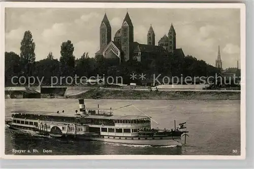 AK / Ansichtskarte Speyer Rhein Rheinpartie mit Dom Kat. Speyer