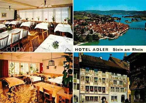 AK / Ansichtskarte Stein Rhein Hotel Adler Restaurant Fassadenmalerei Historisches Gebaeude Fliegeraufnahme Kat. Stein Rhein