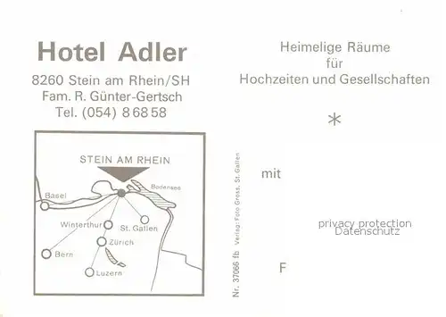 AK / Ansichtskarte Stein Rhein Hotel Adler Restaurant Fassadenmalerei Historisches Gebaeude Fliegeraufnahme Kat. Stein Rhein