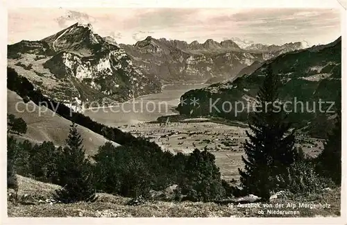 AK / Ansichtskarte Niederurnen Ausblick von der Alp Morgenholz Alpenpanorama Kat. Niederurnen
