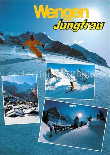 AK / Ansichtskarte Wengen BE Wintersportplatz Berner Alpen Skifahrer Jungfrau Kat. Wengen