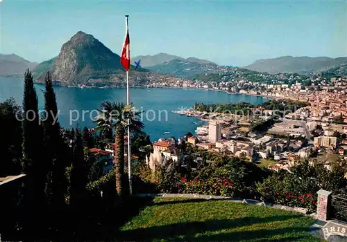 AK / Ansichtskarte Lugano TI Vista generale con il San Salvatore Luganersee Kat. Lugano