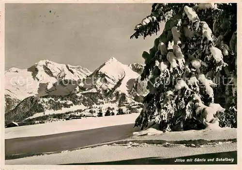 AK / Ansichtskarte Iltios Schwendi mit Saentis und Schafberg Winterlandschaft Appenzeller Alpen Kat. Iltios Unterwasser