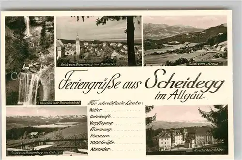 AK / Ansichtskarte Scheidegg Allgaeu Wasserfaelle Blick vom Blasenberg Kinderheilstaette Kat. Scheidegg