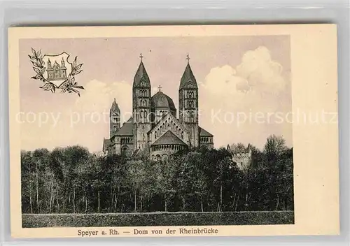 AK / Ansichtskarte Speyer Rhein Dom von der Rheinbruecke Kat. Speyer