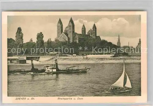 AK / Ansichtskarte Speyer Rhein Rheinpartie und Dom Kat. Speyer
