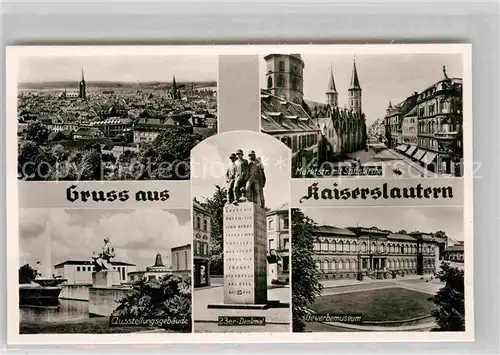AK / Ansichtskarte Kaiserslautern 23er Denkmal Gesamtansicht Marktstrasse Stiftskirche Kat. Kaiserslautern