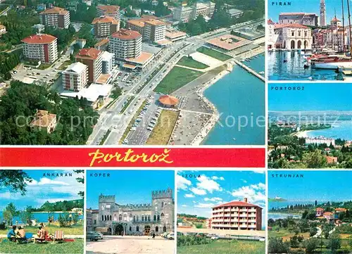 AK / Ansichtskarte Portoroz Fliegeraufnahme Strand Piran Strunjan Izola Koper Ankaran Kat. Slowenien