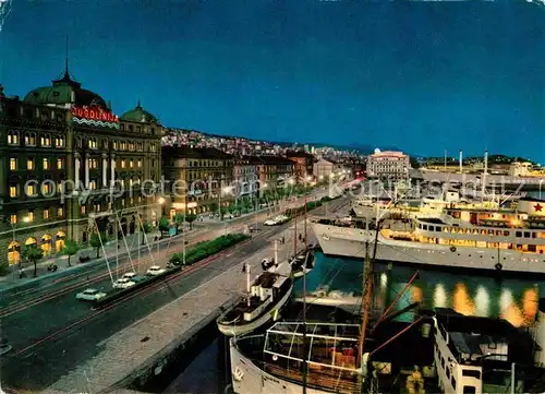 AK / Ansichtskarte Rijeka Fiume Hafen bei Nacht