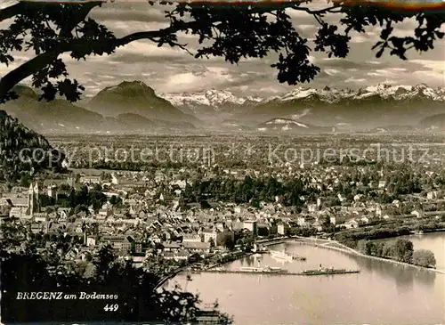 AK / Ansichtskarte Bregenz Vorarlberg Fliegeraufnahme Bodensee mit Alpen Kat. Bregenz