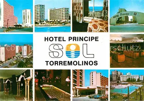 AK / Ansichtskarte Torremolinos Hotel Principe Swimming Pool Hochhaus Kat. Malaga Costa del Sol