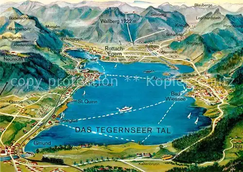 AK / Ansichtskarte Tegernsee Panoramakarte das Tegernseer Tal Kat. Tegernsee