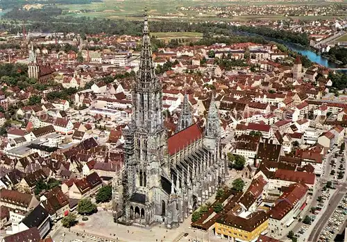AK / Ansichtskarte Ulm Donau Fliegeraufnahme mit Dom hoechste Kirche der Welt Donau Kat. Ulm