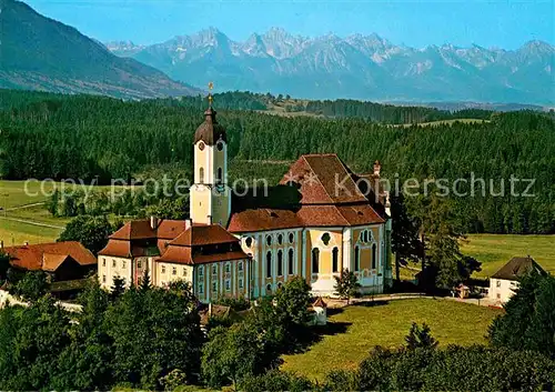 AK / Ansichtskarte Wies Allgaeu Fliegeraufnahme Wallfahrtskirche Praemonstratenkloster Steingaden Kat. Sulzberg