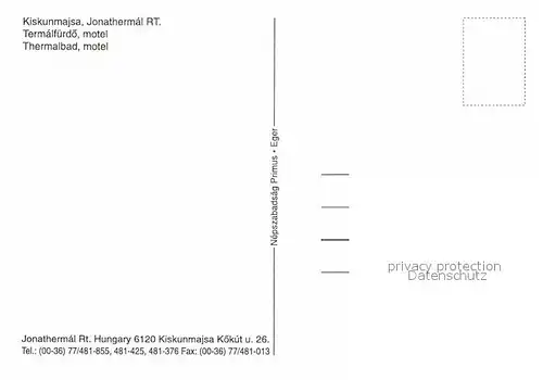 AK / Ansichtskarte Kiskunmajsa Thermalbad Motel
