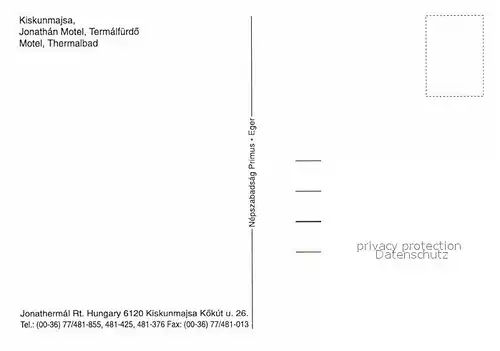 AK / Ansichtskarte Kiskunmajsa Jonathan Motel Thermalbad