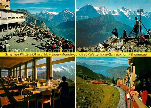 AK / Ansichtskarte Schynige Platte Bergrestaurant Bergbahn Gipfelkreuz Bergwandern Alpenpanorama Kat. Schynige Platte