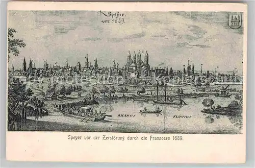 AK / Ansichtskarte Speyer Rhein Stadtbild vor der Zerstoerung 1689 Kat. Speyer