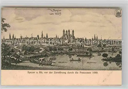 AK / Ansichtskarte Speyer Rhein Stadtbild vor der Zerstoerung 1689 Kat. Speyer