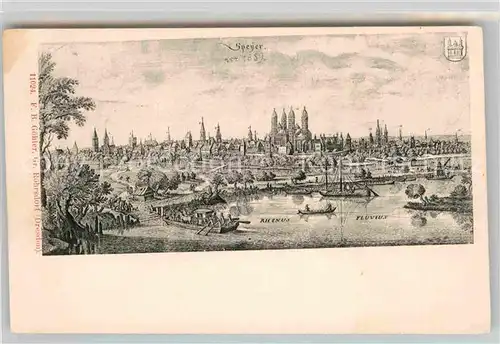 AK / Ansichtskarte Speyer Rhein Stadtbild von 1689 Kat. Speyer