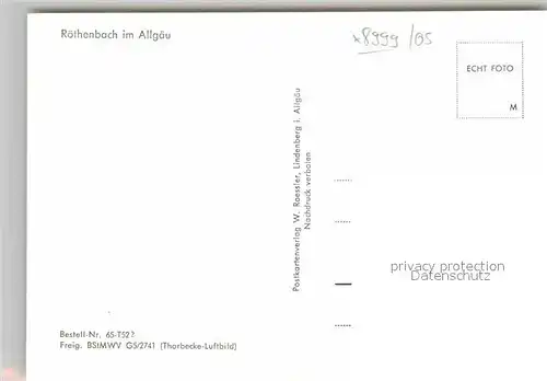 AK / Ansichtskarte Roethenbach Allgaeu Fliegeraufnahme Kat. Roethenbach (Allgaeu)