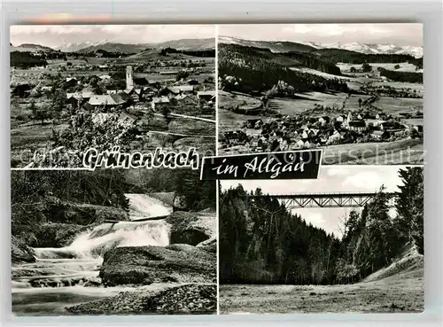 AK / Ansichtskarte Gruenenbach Allgaeu Panorama Wasserfall Bruecke Kat. Gruenenbach