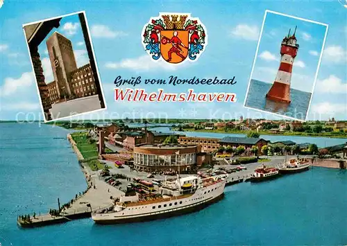 AK / Ansichtskarte Wilhelmshaven Rathaus Leuchtturm Roter Sand Baederflotte Hafen Kat. Wilhelmshaven