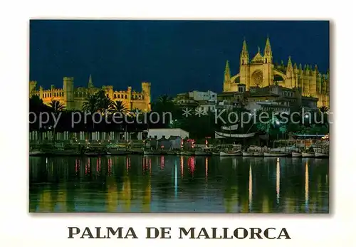 AK / Ansichtskarte Palma de Mallorca Nachtaufnahme Lonja Kathedrale Kat. Palma de Mallorca
