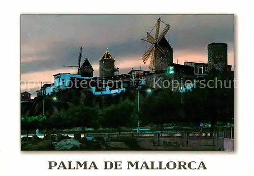 AK / Ansichtskarte Palma de Mallorca Nachtaufnahme Molinos del Jonquet Kat. Palma de Mallorca