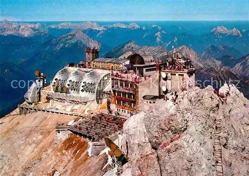 AK / Ansichtskarte Zugspitze Suedansicht Muenchnerhaus mit Wetterwarte Eibsee Seilbahn Kat. Garmisch Partenkirchen