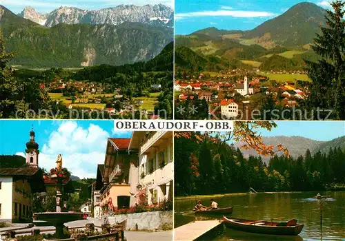 AK / Ansichtskarte Oberaudorf Inn mit Kaisergebirge Wildbarren Dorfplatz Luegsteinsee