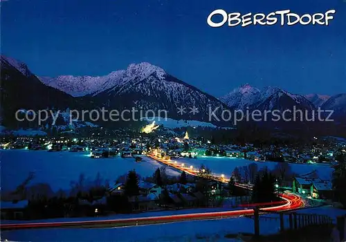 AK / Ansichtskarte Oberstdorf Panorama Kurort Wintersportplatz Allgaeuer Alpen Nachtaufnahme Kat. Oberstdorf