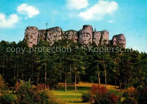 AK / Ansichtskarte Staffelberg Felsenkrone Kulturdenkmal befestigte Hoehensiedlung Wallfahrtskapelle Adelgundis Kat. Bad Staffelstein