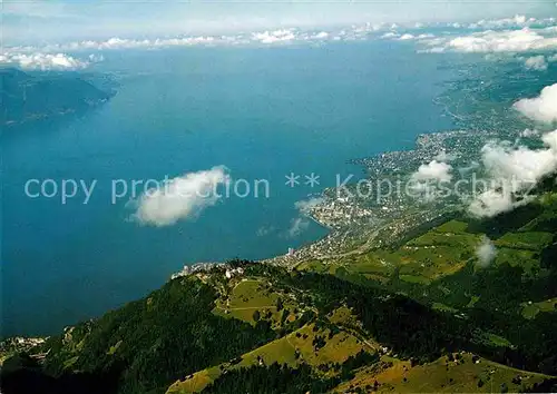 AK / Ansichtskarte Rochers de Naye Vue depuis le sommet Caux Montreux Vevey et Lac Leman Hote des Rochers Kat. Rochers de Naye