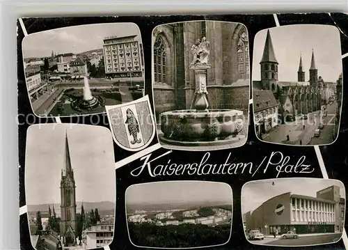 AK / Ansichtskarte Kaiserslautern Stiftskirche Brunnen Fliegeraufnahme Pfanztheater Kat. Kaiserslautern