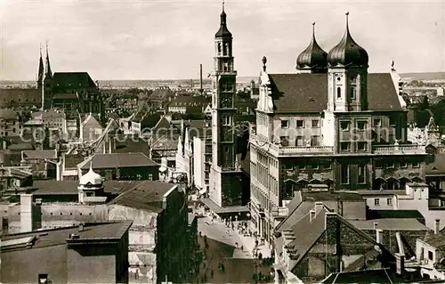 AK / Ansichtskarte Augsburg Rathaus mit Perlach und Dom Kat. Augsburg