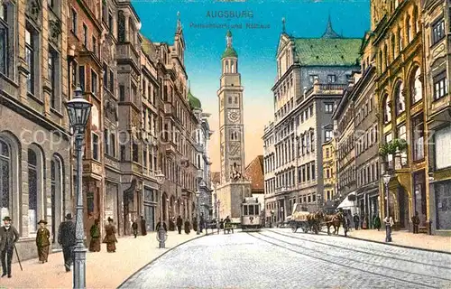 AK / Ansichtskarte Augsburg Perlachturm mit Rathaus Kat. Augsburg