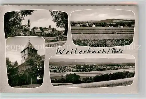 AK / Ansichtskarte Weilerbach Kaiserslautern Eulenkopf Kirche Panorama
