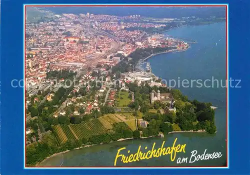 AK / Ansichtskarte Friedrichshafen Bodensee Fliegeraufnahme Partie am See Kat. Friedrichshafen