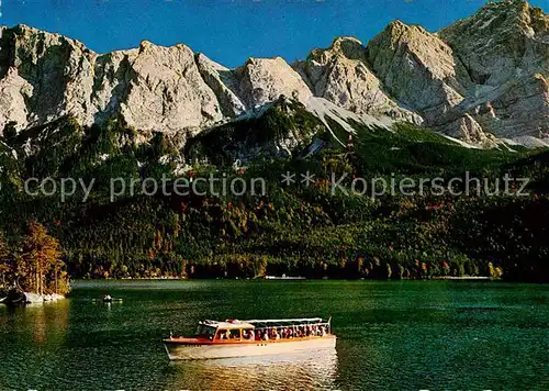 AK / Ansichtskarte Grainau Motorboot Rundfahrt am Eibsee Seerundweg Riffelspitzen Zugspitze Wettersteingebirge Huber Karte Nr 8171 Kat. Grainau