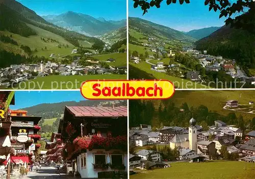 AK / Ansichtskarte Saalbach Hinterglemm Gesamtansicht mit Alpenpanorama Kitzbueheler Alpen Dorfmotiv Alpen Kat. Saalbach Hinterglemm