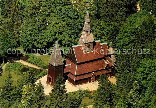 AK / Ansichtskarte Hahnenklee Bockswiese Harz Nordische Stabkirche erbaut Anfang 20. Jhdt. Fliegeraufnahme Kat. Goslar