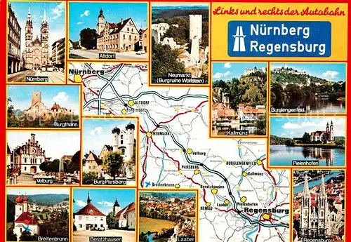 AK / Ansichtskarte Autobahn Nuernberg Regensburg Kallmuenz Breitenbrunn Burgthann  Kat. Autos
