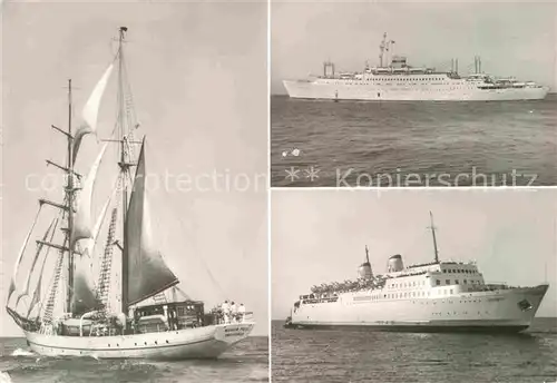AK / Ansichtskarte Schiffe Ships Navires MS Voelkerfreundschaft Faehrschiff Sassnitz Segelschiff Wilhelm Pieck