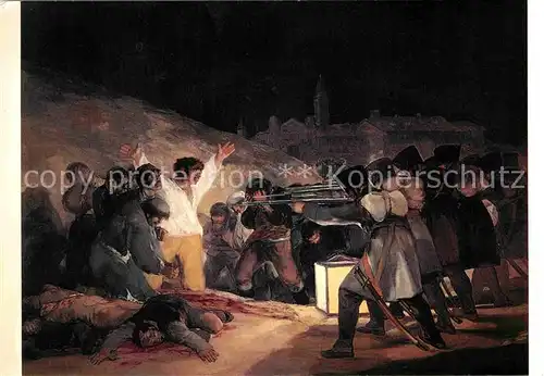 AK / Ansichtskarte Kuenstlerkarte Francisco de Goya 3 Mayo 1808 Madrid Fusilamientos Montana Principe Pio Kat. Kuenstlerkarte